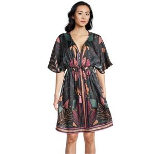 Cost Plus World Market Multicolor Leaf Print Dress